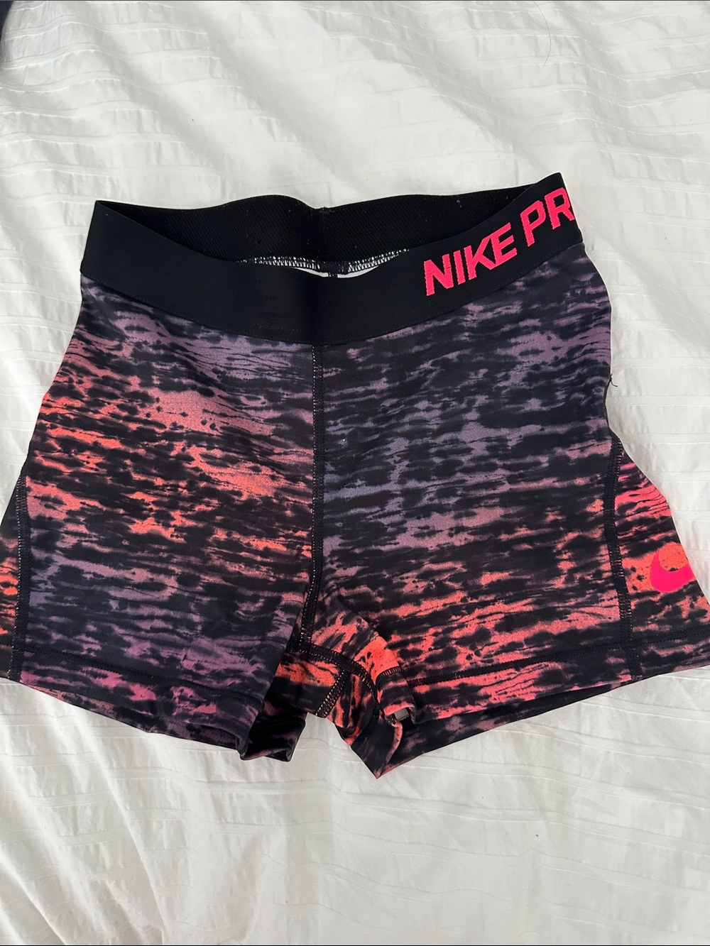 Nike Pro Women's Black and Pink Patterned Bike Shorts